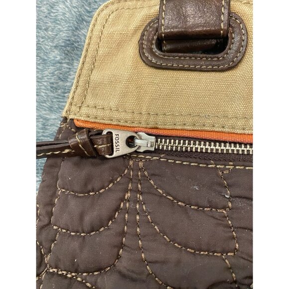 Canvas And Fabric Fossil Key Tote Shoulder Bag Purse - Picture 3 of 13